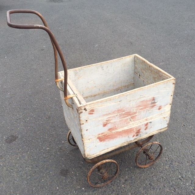 PRAM, Vintage White Box Cart - Aged White